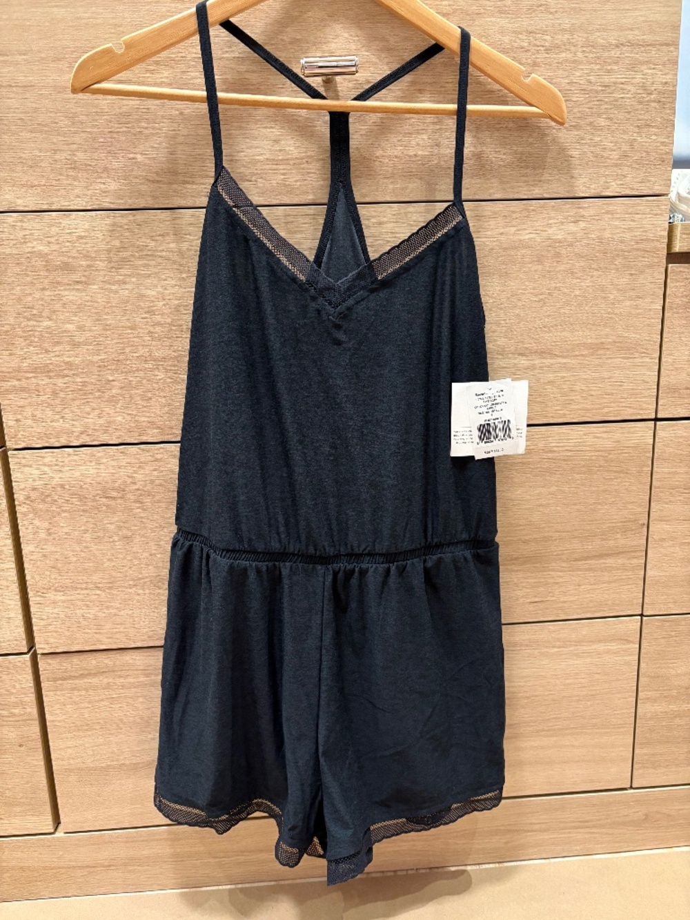 NWT BEYOND YOGA Black Featherweight Shorts Racerback Romper Dark Night Small S